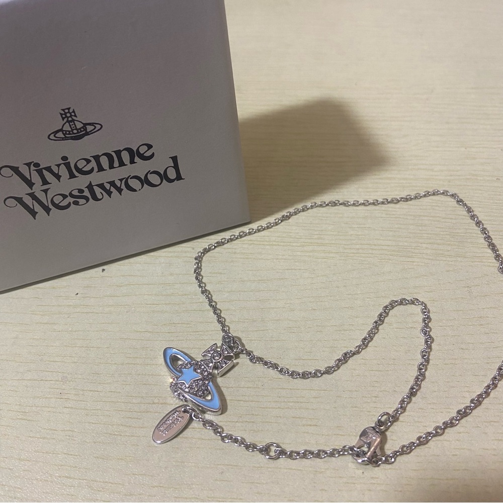 Vivienne Westwood Silver Necklace with Blue Orb